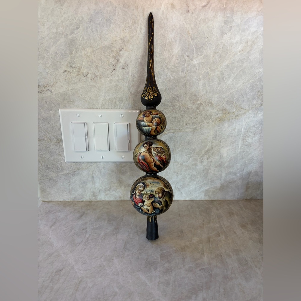 Christmas Nativity Tree topper, Hand-Painted, Metal, 17”H, New